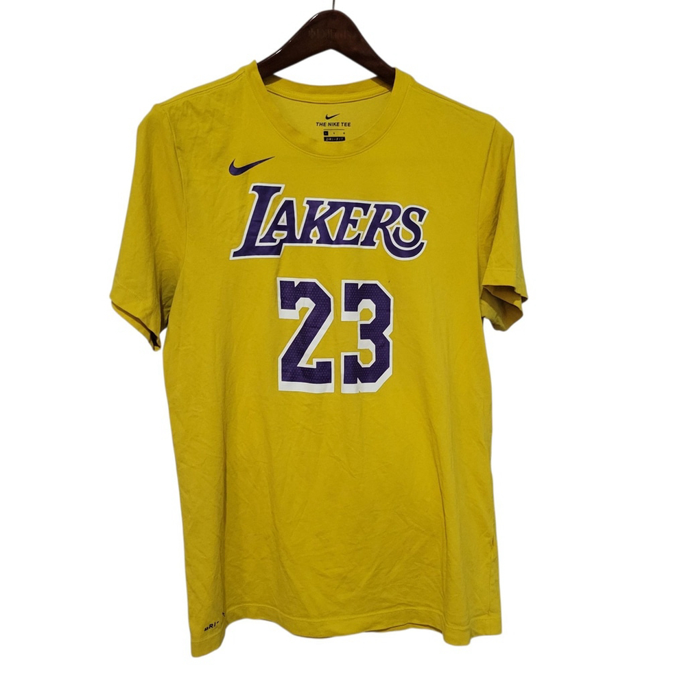 Nike Dri-FIT Men's Los Angeles Lakers LeBron James #23 Yellow T-shirt Large